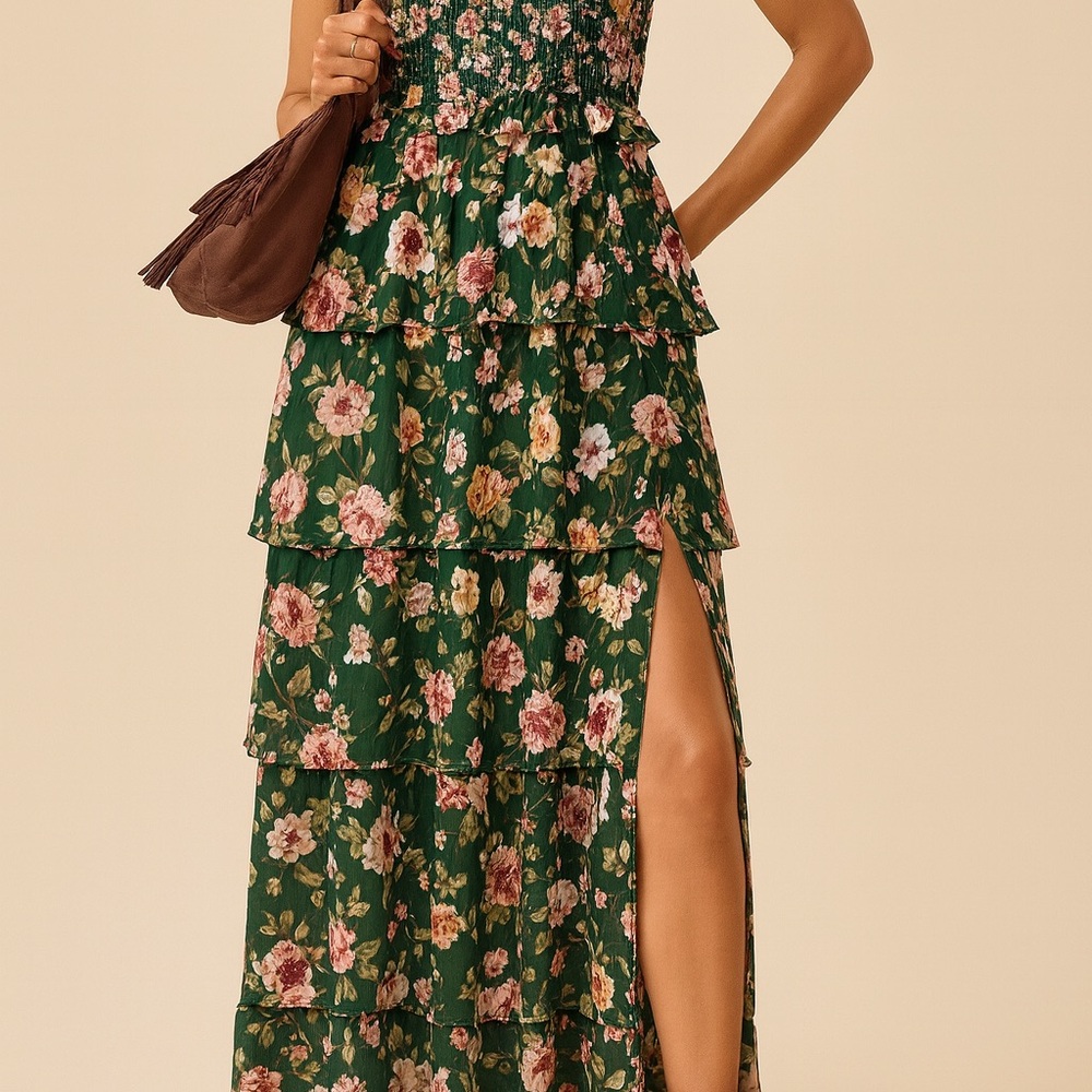 SOLD ⚠️Altar'd State Green Floral Maxi Dress